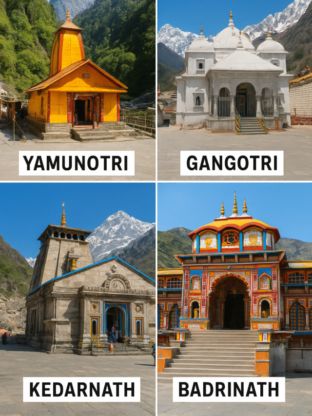 यहाँ उत्तराखंड के चार धाम (यमुनोत्री, गंगोत्री, केदारनाथ और बद्रीनाथ) के बारे में 4 मुख्य बिंदु दिए गए हैं: